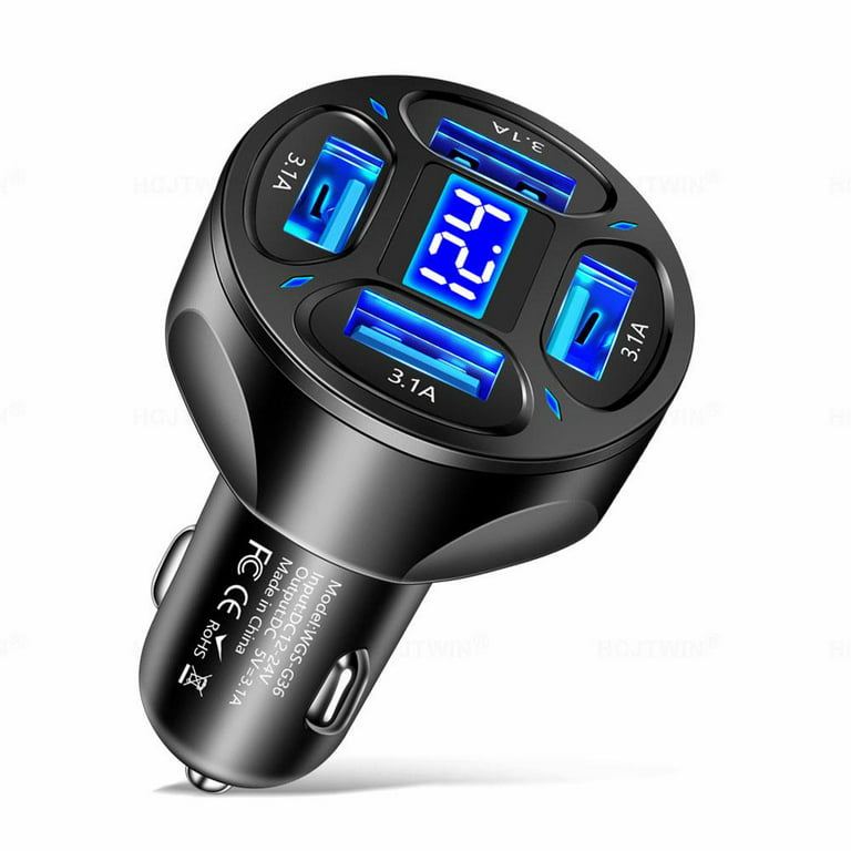 66W Car Fast Charger Quick Charge Cigarette Lighter Adapter 4-Port USB A+USB  C Z3Y0 