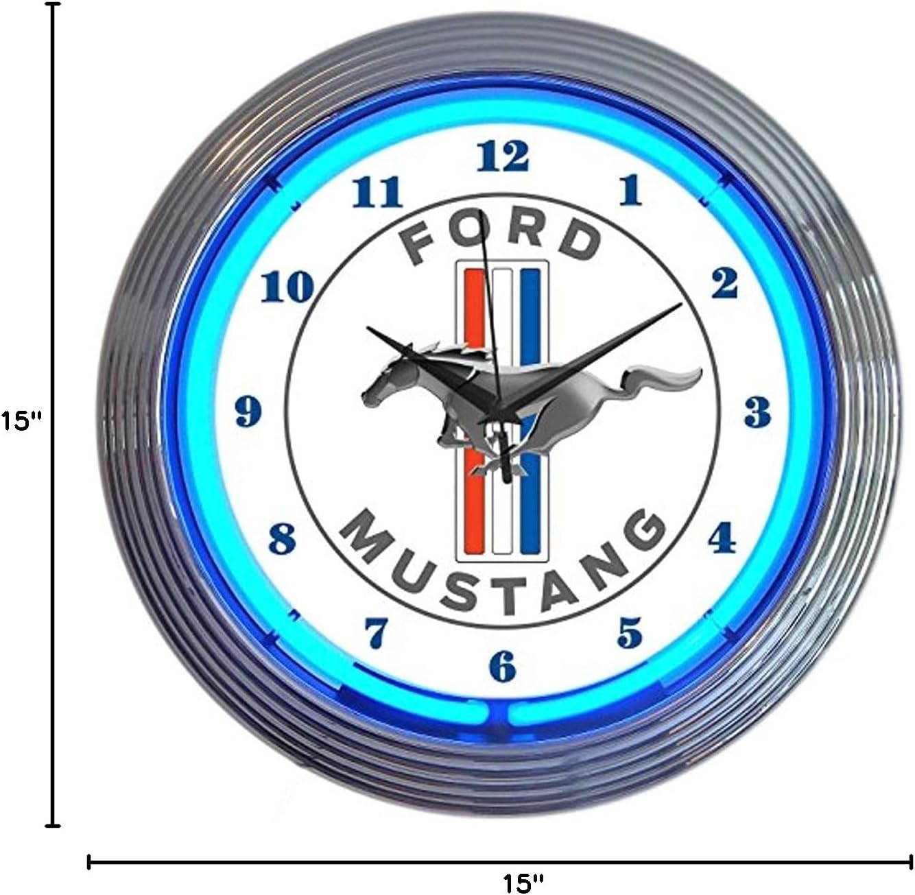 Neonetics Ford Mustang Blue Neon Wall Clock, 15"