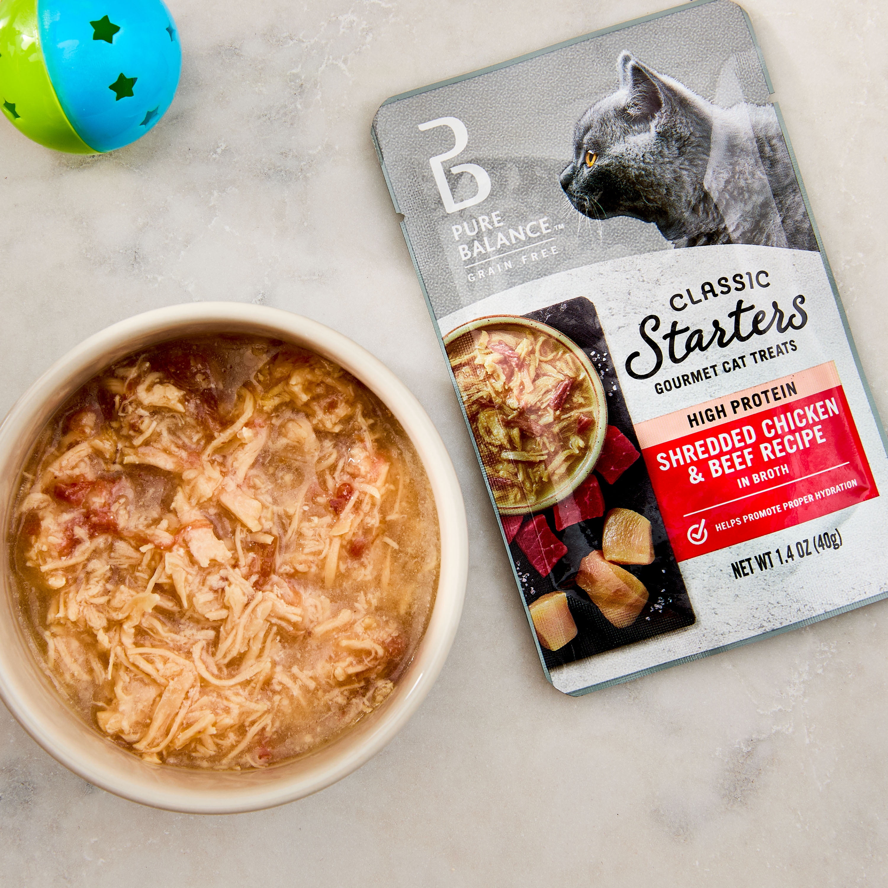 (2 pack) Pure Balance Grain Free Gourmet Wet Cat Treats, Shredded Chicken & Beef Recipe, 1.4 oz Pouches, 12 Count