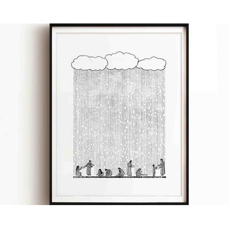 Rain Down Manna, Bread From Heaven, God Provides Bible Sketch Wall Art Christian Modern Bible Print Gift, Exodus Wall Art, Modern Wall Decor, 8x12 UNFRAMED