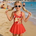 thumbnail image 3 of COEQINE Girls Tank Neck One Piece Swimsuit with Skirt & Liner, Sleeveless Wide Straps V-Back Summer Swim Dress for Swim Lessons & Water Play, Ages 6-7, Cute Dog Strawberry, 3 of 8