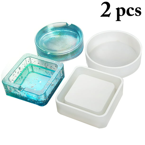 2PCS Resin Casting Mold DIY Round Square Shaped Silicone Craft Mold
