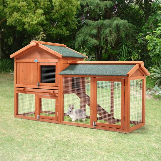 Veryke Indoor Rabbit Hutch, Rabbit Cage, Wooden Bunny Cages with Run