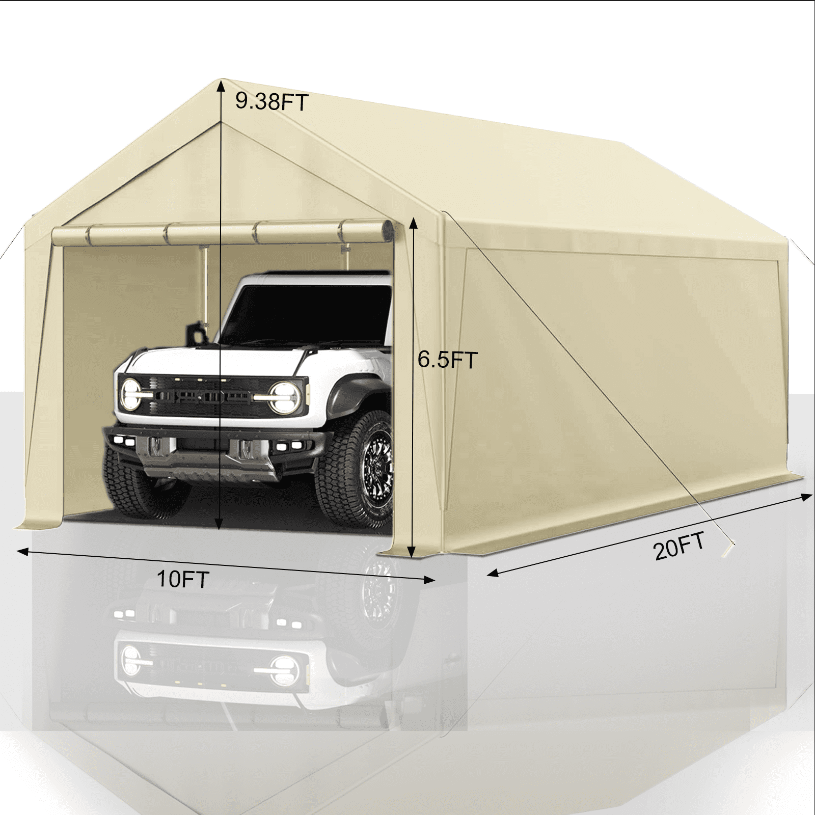 TANGJEAMER Carport 10'x20' Heavy Duty Car Canopy Portable Garage with Removable Sidewalls & Doors for Truck Boat Car Port, Party, Storage