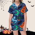 thumbnail image 2 of CAIVO 2 Piece Pajama Sets Girls Lapel Short Sleeve Button Down Shirt With Shorts Casual Loungewear Sleepwear For Kids Soft Breathable Summer Nightclothes Homewear, 2 of 4