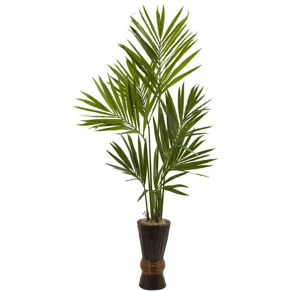 Nearly Natural 6' Kentia Artificial Tree with Bamboo Planter
