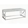 thumbnail image 3 of Coffee Table for Living Room - 48"l Grey Laminate, Rectangular, Chrome Metal Base, Modern Industrial Grey Cement-Look Top, 3 of 5