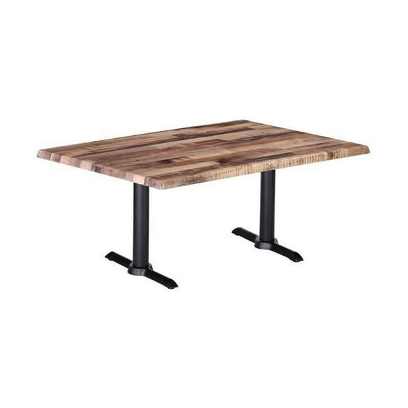 Holland Bar Stool Two 42" Tall OD211EB Indoor/Outdoor All-Season Table Bases with a 30" x 48" Rustic Top