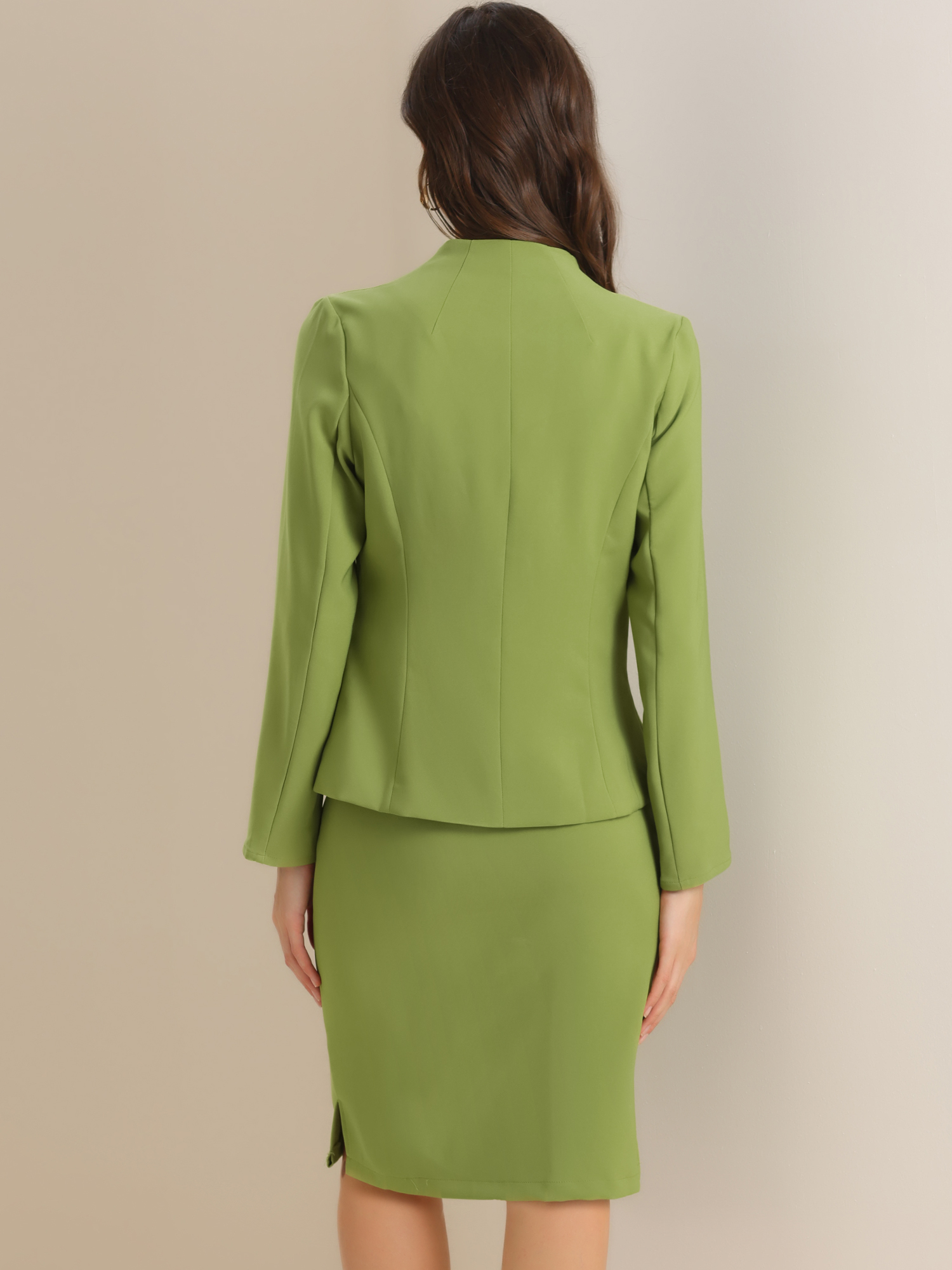 DARING DIVA Women's 2-Piece Business Blazer Pencil Skirt Suit Set XL Olive Green