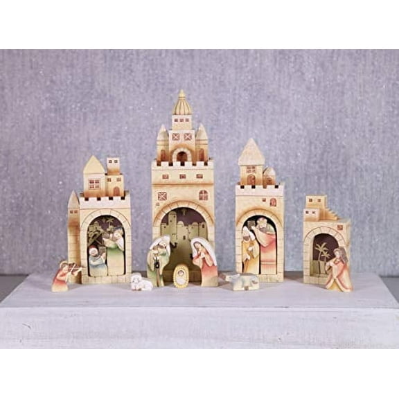 Nativity Village Set - Sets for Christmas Indoor - Manger Scene Decorations - Christmas Nativity - Holy Family Scene - (15 PC Set)