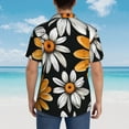 thumbnail image 4 of Balery Yellow White Daisy Pattern Camisas hawaianas de manga corta para hombre, camisas playeras de corte holgado, camisas de vacaciones con botones,XX-Large, 4 of 7