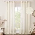 thumbnail image 4 of Natural Ivory Linen Semi-Sheer Curtains 84 Inch Length, Light Filtering Soft Thick Neutral Living Room Drapes with Bronze Grommet for Bedroom Farmhouse Decor, Set of 2 Panels 52 x 84 Inches, 4 of 9