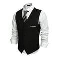thumbnail image 2 of Coshow Men's Suit Vests V-neck Sleeveless Slim Fit Jacket Formal Business Dress Vest with 3 Pockets, 2 of 7