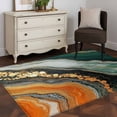 thumbnail image 3 of 3'x5' Area Rugs, Teal Orange Marble Indoor Outdoor Area Rug for Living Room Bedroom, Modern Ink Painting Striped Abstract Washable Bathroom Rugs Kitchen Floor Carpet Mats Home Decor Aesthetic, 3 of 8