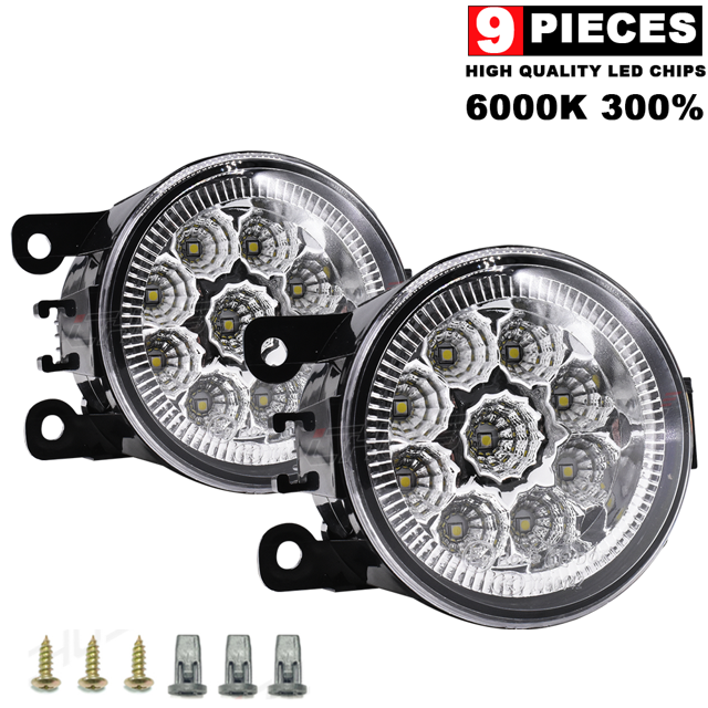 Paire de Feux de Brouillard Ronds LED 4 Pouces Lampes de Conduite Blanc Éclatant