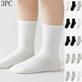 thumbnail image 4 of Utoimkio 3Pcs Boys Girls Cotton Crew Ankle Socks Solid Color Athletic Socks Soft Breathable Unisex School Socks for Ages 3-16 Years, 4 of 6