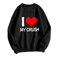 thumbnail image 1 of Bmisegm Sweat à Capuche Imprimé pour Femmes Col Rond Manches Longues Pull Décontracté pour Femmes Noir S, 1 of 3