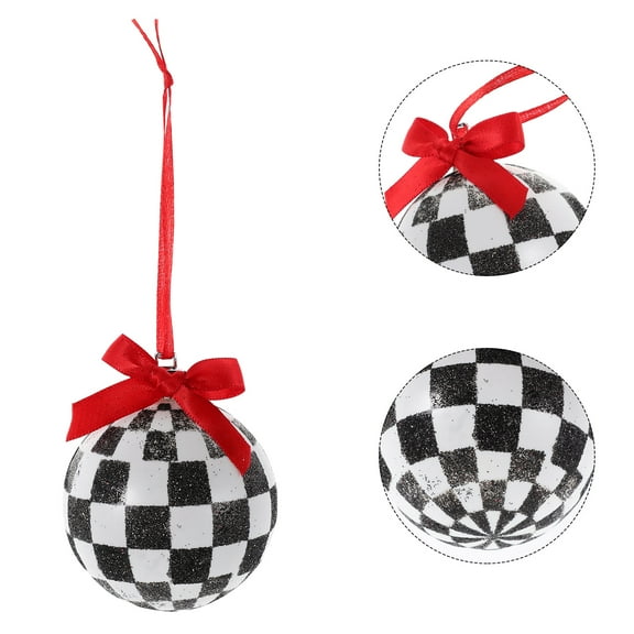 TABLZONE 12Pcs Decorative Christmas Balls Assorted Color Plastic Checkered Ornaments for Christmas Parties
