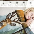thumbnail image 3 of HENGT Deer Hunting Blanket Deer Gifts for Men Women Kids Deer Throw Blanket for Deer Lovers Super Soft Cozy Forest Snow Elk Deer Blanket for Sofa Bed Camping, 3 of 6
