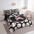 thumbnail image 4 of Homewish Baseball Initial Letter Twin Bedding Sets 7-Piece, Cartoon Monogrammed A Bedding Comforter Set, Kawaii Ball Print Reversible Sheet Sets, Breathable Home Decor, 4 of 8