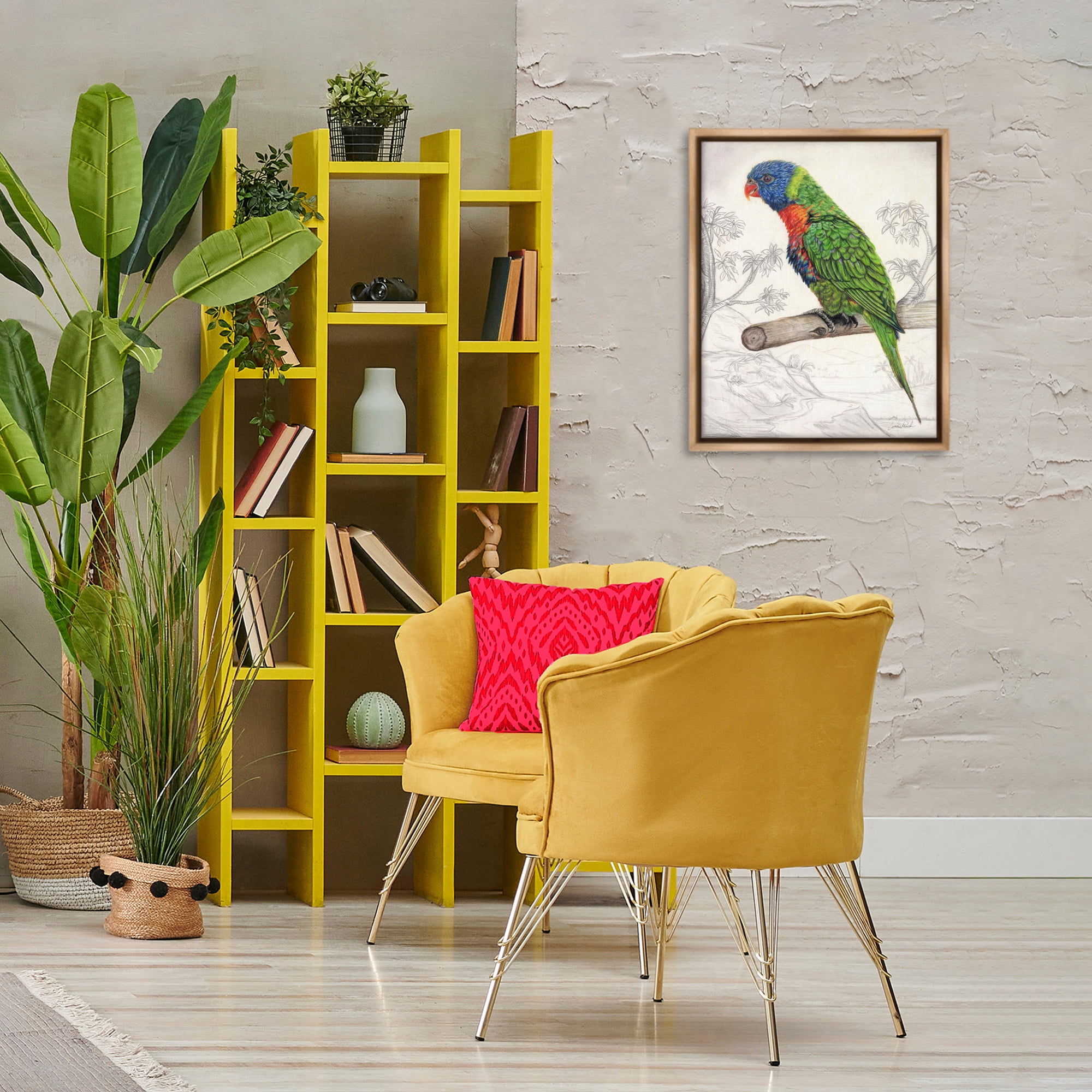 Stupell Industries Lorikeet Sketched Nature Animals & Insects Painting Brown Floater Framed Canvas Art Print Wall Art, 17 x 21