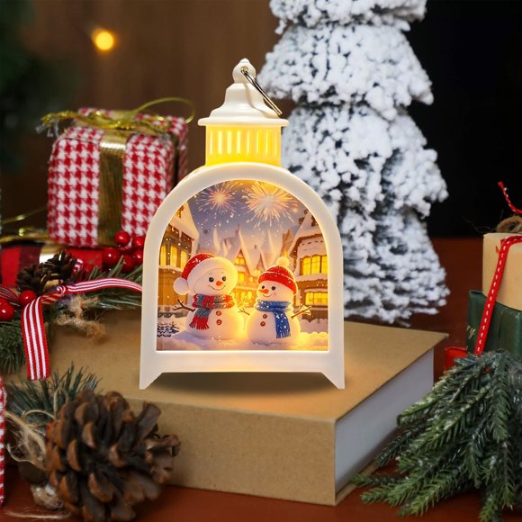 Lámpara de Aceite Pequeña Electrónica para Decoración Navideña | Mini Luz Nocturna | Plástico Multicolor 15 X 9,5 X 5,5 Cm | Luz Ambiental para Navidad y Halloween | Luz Nocturna a Pilas para Leer En