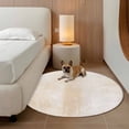 thumbnail image 3 of Beige Round Area Rug 3.3 FT, Non Slip Small Entryway Kitchen Mat, Retro Oil Painting Modern Abstract Art Aesthetics Washable Soft Circular Rug Non-Shedding Door Mat for Bathroom Playroom Kids Room, 3 of 9