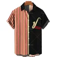 thumbnail image 1 of Men's Hawaiian Shirt One Button Shirt Cartoon Musical Instrument Pattern Oversize 3d Printing Loose Short Sleeve Beach Tops, 1 of 5