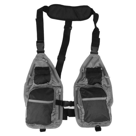 Strap Fishing Vest, Fishing Vest Breathable Fishing Vest Fishing Supplies, Fly Fishing Vest Breathable Lightweight Black Grey Oxford Cloth Multi Pocket Waistcoat For Camping
