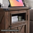 thumbnail image 3 of T4TREAM 17.8" W Farmhouse Wooden Nightstand End Table with Charging Station and Storage, Brown, 3 of 7