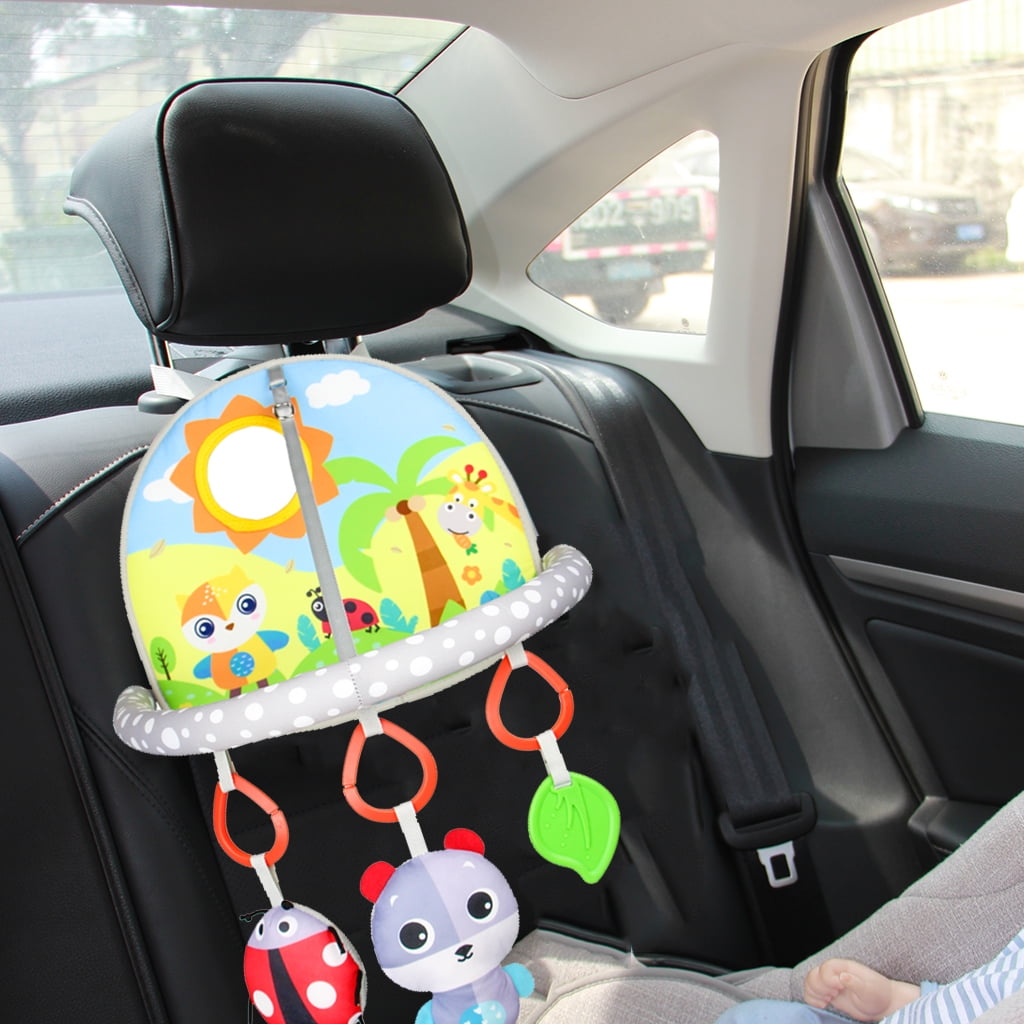 AIPINQI Car Seat Toys,Baby Car Toys Rear Facing with Mirror,Squeaky Toys,Teether and Jingling Toys,Lion