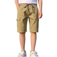 thumbnail image 4 of Amidoa Boys Cotton Cargo Shorts – Elastic Waist Baggy Summer Knee Length Casual Shorts,Khaki,9, 4 of 5