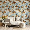 thumbnail image 2 of Monarch Butterfly White Floral Wallpaper, Rustic Boho Floral peel and stick wallpaper, waterproof, Home Decor for Bedroom, Living Room, Bathroom, Kitchen Cabinet, Dorm Room [17.7 * 118 in], 2 of 8