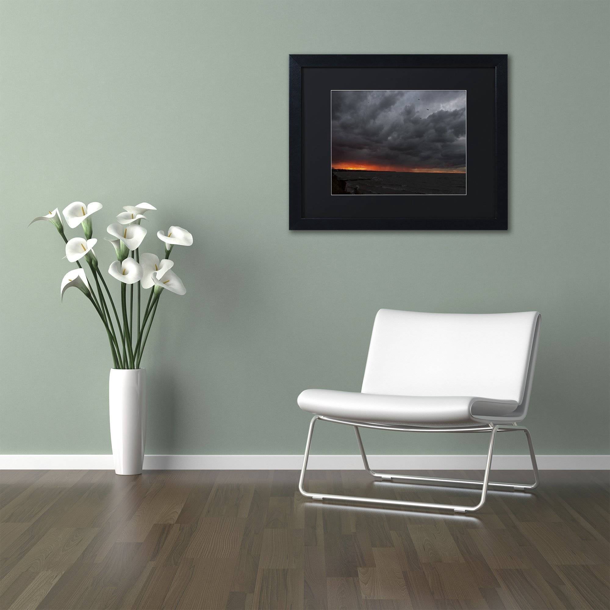 Trademark Fine Art "Stormy October Sunset" Canvas Art by Kurt Shaffer, Black Matte, Black Frame