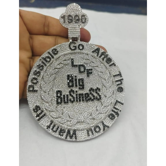 Custom Moissanite Name Pendant â€“ Silver 925 with 14K White Gold Plating | Hip Hop Style Jewelry