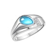 thumbnail image 3 of RYLOS Men's Rings Sterling Silver Ring - Timeless Pear Shape Cabochone Gemstone & Diamonds - Tear Drop Cabochon BLUE TOPAZ Rings For Men  Size 11, 3 of 6