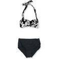 thumbnail image 1 of Anne Cole Floral Halter Brief Bikini de 2 piezas para mujer, negro, XS, 1 of 1