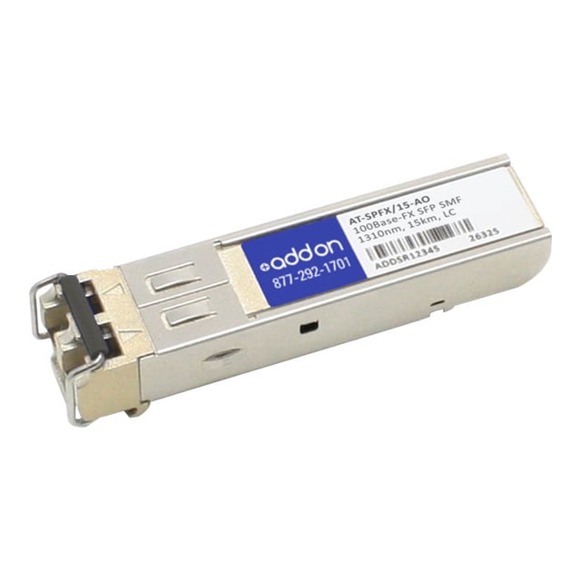 AddOn SFP Module - for Optical Network, Data Networking - 1 x 100Base-FX - 100 Mbps Fast Ethernet AT-SPFX/15-AO