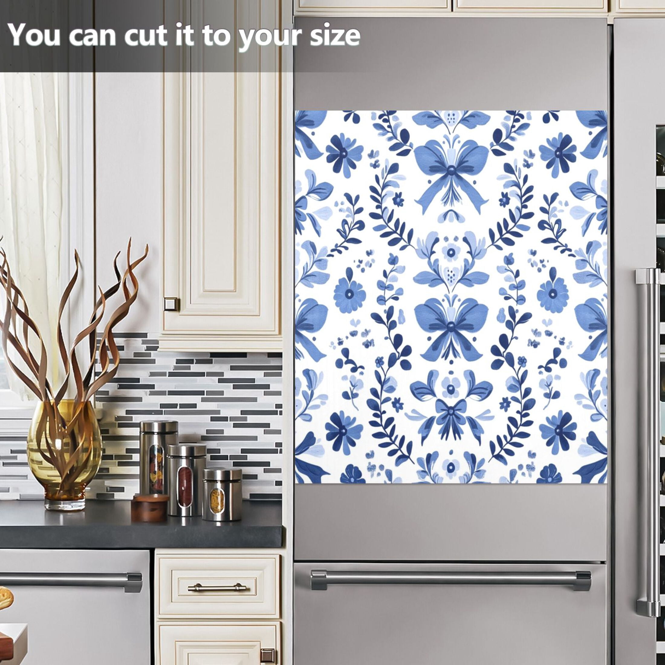 Dishwasher Magnetic Sticker 23x26 Inch Refrigerator Magnetic Sticker Washing Machine Magnetic Sticker Kitchen Panel Magnetic Sticker Home Decor Blue Bow