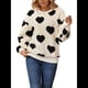 thumbnail image 1 of Sudadera Holgada de Larga con Cuello Redondo y Estampado de Corazón de Peluche para Mujer, para Otoño e Invierno. Amor Negro XXL, 1 of 8
