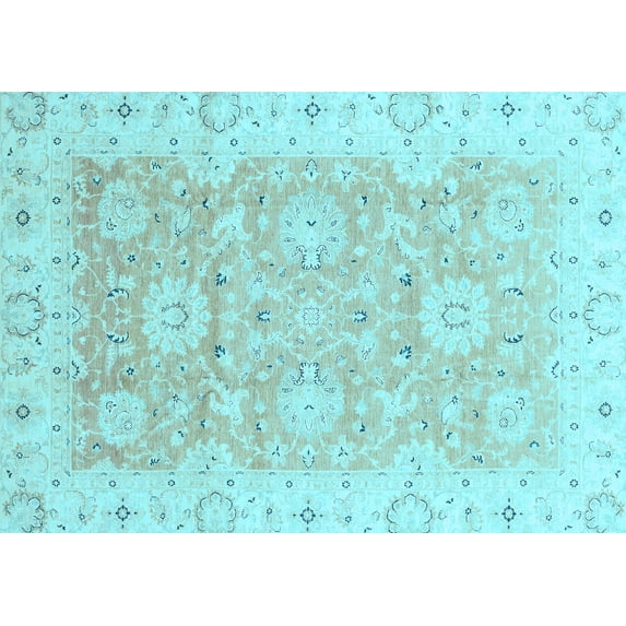 Ahgly Company Indoor Rectangle Oriental Light Blue Traditional Area Rugs, 5' x 8'