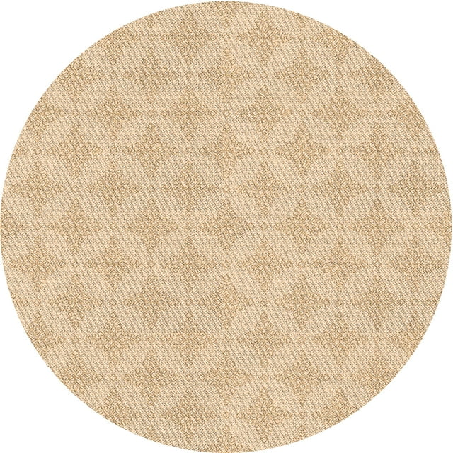 Ahgly Company Tapis Rond Lavable en Machine Intérieur Transitionnel Kaki Or, 4 Pieds Rond