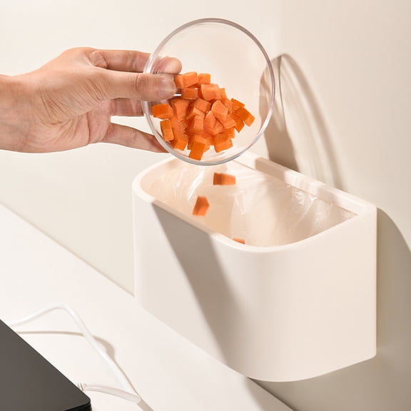 LITINKIMI Wall Mounted White Kitchen Trash Can for Bathroom and Bedroom