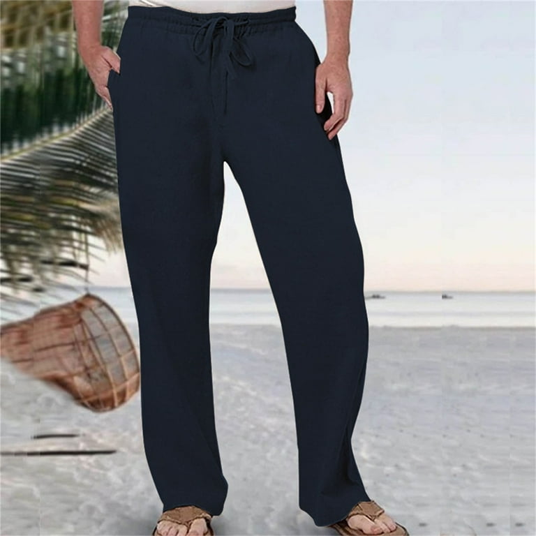 Meagaome Men s Pajama Bottoms Unipro Sweatpants Mens Mens Fashion Casual Solid Color Try Breathable Cotton And Linen Pocket Elastic Waist Large Size Pants Trousers Gifts for Men Sale Promotion Walmart...