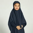 thumbnail image 6 of IBTOM CASTLE Kids Girls Long Sleeve Full Cover Hijab Kaftan Dubai Islamic Prayer Dress Abaya Muslim Hooded Robe Ramadan Clothing 8-9 Years Navy Blue, 6 of 8