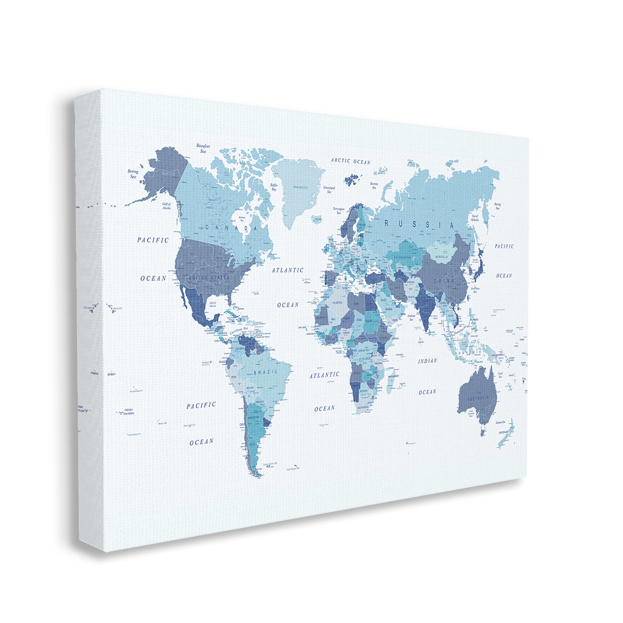 Stupell Industries Traditional Blue Map Town & City Painting Gallery Wrapped Canvas Art Print Wall Art, 30 x 24