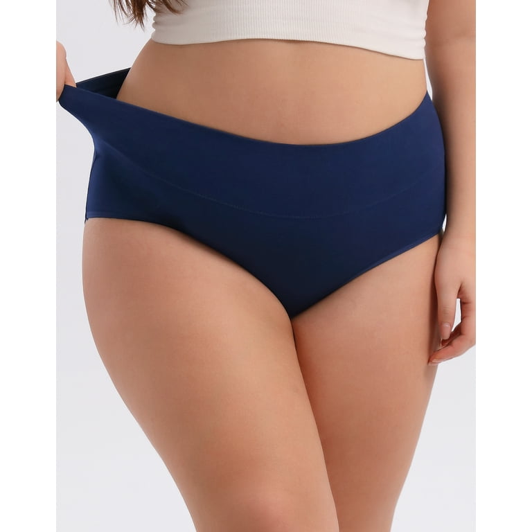 INNERSY Women's Plus Size XL-5XL Cotton Underwear High Waisted Briefs  Panties 4-Pack (2XL,Beige) 