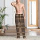 thumbnail image 2 of Fotbe khaki coffee plaid Pantalones de Pijama para Hombre, Pantalones de Dormir, Pantalones de Casa con Cintura Ajustable y Bolsillos-Large, 2 of 6