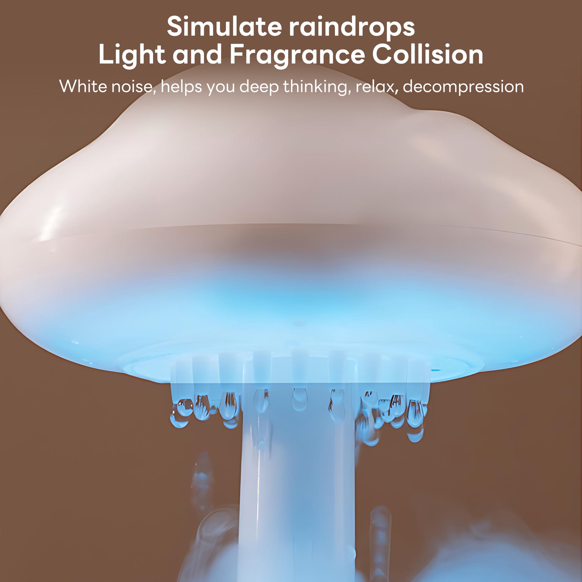 INSMART Raindrop White Noise Humidifier with Bluetooth Speaker,13.5oz Top Fill Cool Mist Essential Oil Diffuser, 3-Level Mood Night Light & Timer, for Bedroom, Nursery, Office