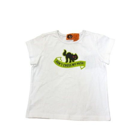 Happy Halloween Cat - Happy Halloween Girls Black Cat T-Shirt White Don't Cross My Path Tee Shirt